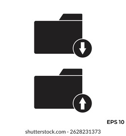flaches Symbol, Vektor des Download- und Upload-Ordners