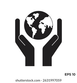 flat icon vector hand protecting earth