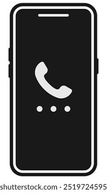 Vector plano del icono del teléfono con el teléfono aislado en el fondo blanco.