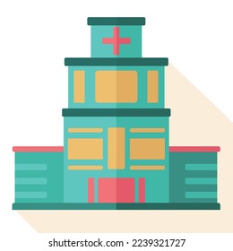 Flat icon vector house. Downtown vector. Cute building. Hospital vector. Vector illustration 