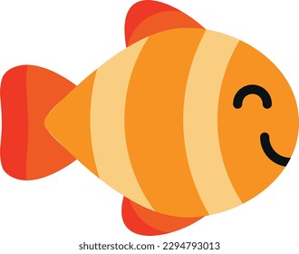 
Icono plano de ilustración vectorial de un pez. Marisco. Pescado tropical naranja.