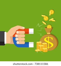 Flat icon, vector illustration. Money saving and money bag concept. Money making. Bank deposit. Financials. Isolated on a background.