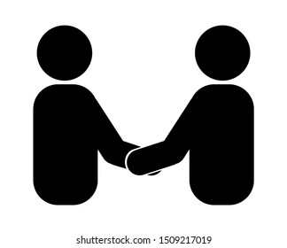 Flat icon vector illustration of People shaking hands on a white background