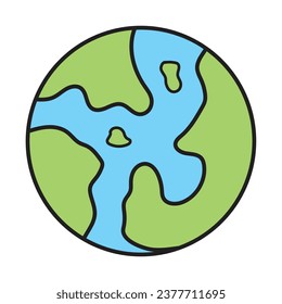 Flat icon vector illustration of planet Earth. Globe art illustration concept. Isolated icon on a white background.