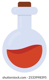 Flat icon vector laboratory tube test with blood isolated on white background.
