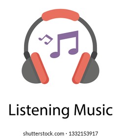 Flat icon vector of listening music 