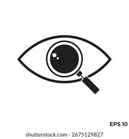 Icono plano Vector del ojo de la investigación de la lupa