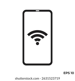 Image vectorielle d'icône à plat d'un téléphone mobile avec connexion wifi