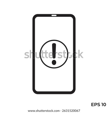 flat icon vector of mobile phone with exclamation mark
