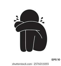 flat icon vector of a person crying