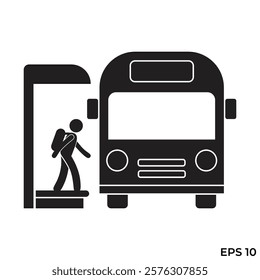 flat icon vector of a person riding a bus
