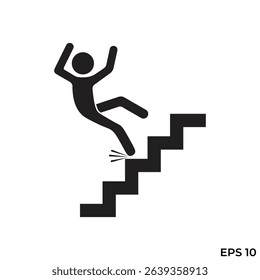 flat icon vector of person slipping falling down stairs