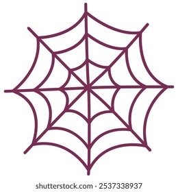 Flat icon vector of purple spiderweb isolated on white background.