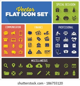 Flat Icon Vector Set | Professional, Communication, Finance, Holiday, Miscellaneous Icon Sets | Law, Medical, Business