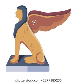 Flat icon vector of a sphinx sculpture 