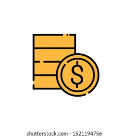 Flat icon vector symbol coin gold