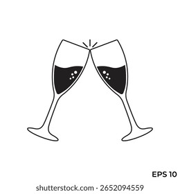 flat icon vector of two wine glasses toasting