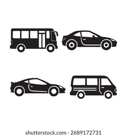 flat icon vector type set blundell car truck bus lorry dump vector art design on white background