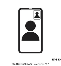 Icono plano Vector Video Llamada a través del teléfono móvil
