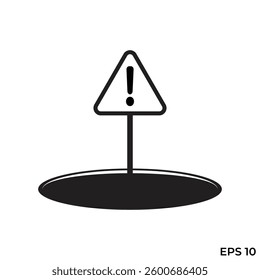 flat icon vector warning sign there is a hole