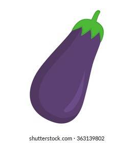 Flat icon vegetable eggplant with leaf. Vector illustration.