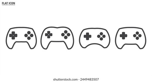 Flat icon of Video Game, Game console. Game joystick vector, Game controller symbol signs, Gamepad icon vector illustration logo template in trendy flat style transparent background.