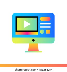 Flat icon Video tutorial. Online education, e-learning. Material design icon suitable for print, website and presentation