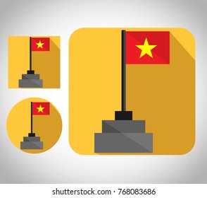 flat icon Vietnam flag is on the pole