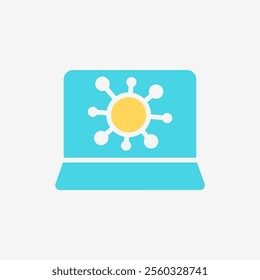 Flat Icon Virus on computer or laptop. Technology and system concept, Flat Colorful style.