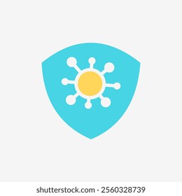 Flat Icon Virus protection shield. Technology and system concept, Flat Colorful style.