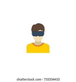 Flat Icon Vr Glasses Element. Vector Illustration Of Flat Icon Virtual Reality Isolated On Clean Background. Can Be Used As Virtual, Reality And Man Symbols.