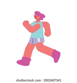 Flat icon with walking happy body positive woman vector illustration