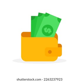 flat icon wallet and dollar, vector illustration