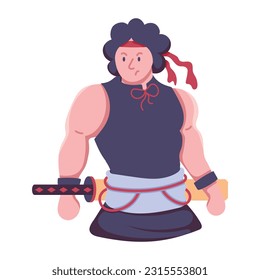 Flat icon of warrior character 