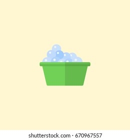 Flat Icon Washcloth Element. Vector Illustration Of Flat Icon Laundry Isolated On Clean Background. Can Be Used As Washcloth, Bowl And Laundry Symbols.