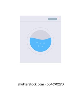 Flat Icon washing machine with blue water.