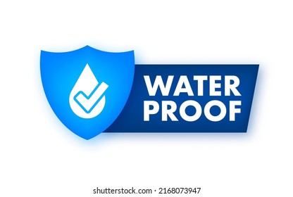 Flat icon with water proof on dust background. Flat blue vector icon.