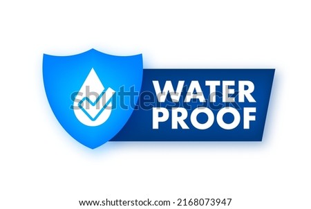 Flat icon with water proof on dust background. Flat blue vector icon.
