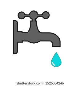 Flat icon water tap isolated on white background. Vector illustration.