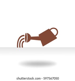 Flat icon. Watering can with water.