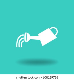 Flat icon. Watering can with water.