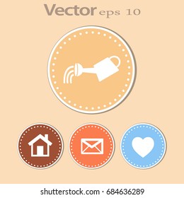 Flat icon. Watering can with water.