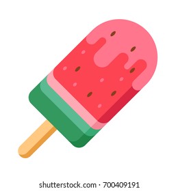 Flat icon watermelon ice cream design. Vector illustration