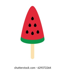 Flat icon watermelon popsicle isolated on white background. Vector illustration.