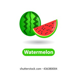 Flat icon watermelon and slice.
