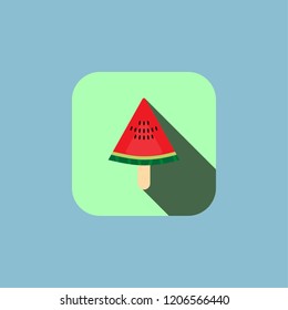 Flat icon watermelons with wood and long shadow, Vector background with watermelon slices.