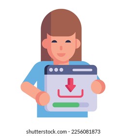 Flat icon of webpage download with editable facility 