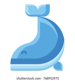 Flat icon whale. Full length