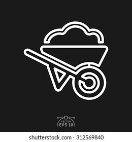 Flat icon of wheel barrow.