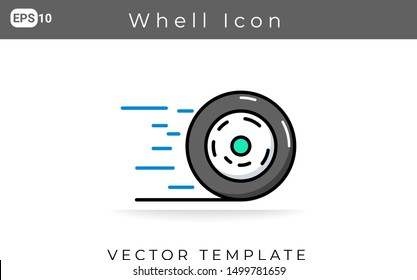 Flat Icon Wheel For Website, Infographic Element. Vector Illustration